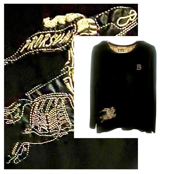 Burberry London Black Pullover Women's Top Sweater Sweatshirt - Picture 10 of 12